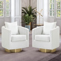 White Set of 2 Swivel Teddy Fabric Accent Chairs G357067