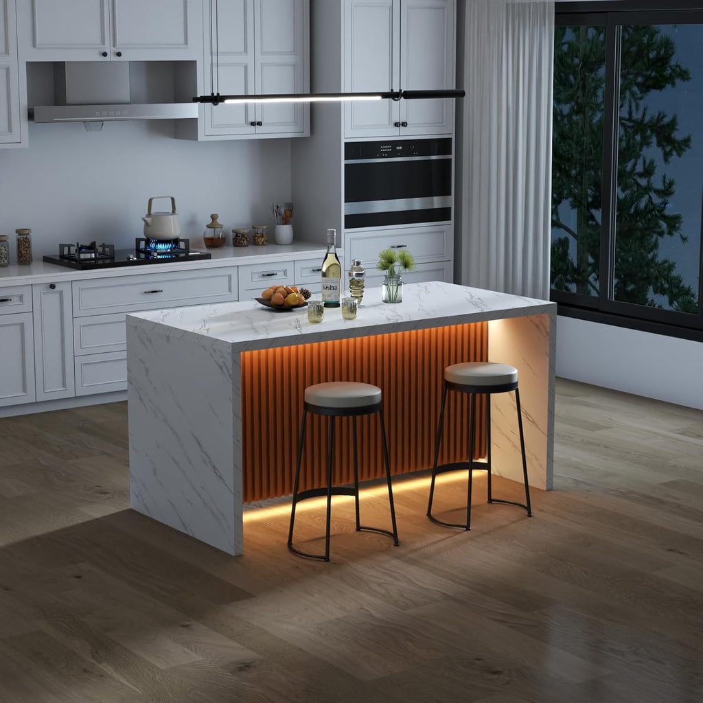 Large Imitation Marble Dining Table with LED Lights N541