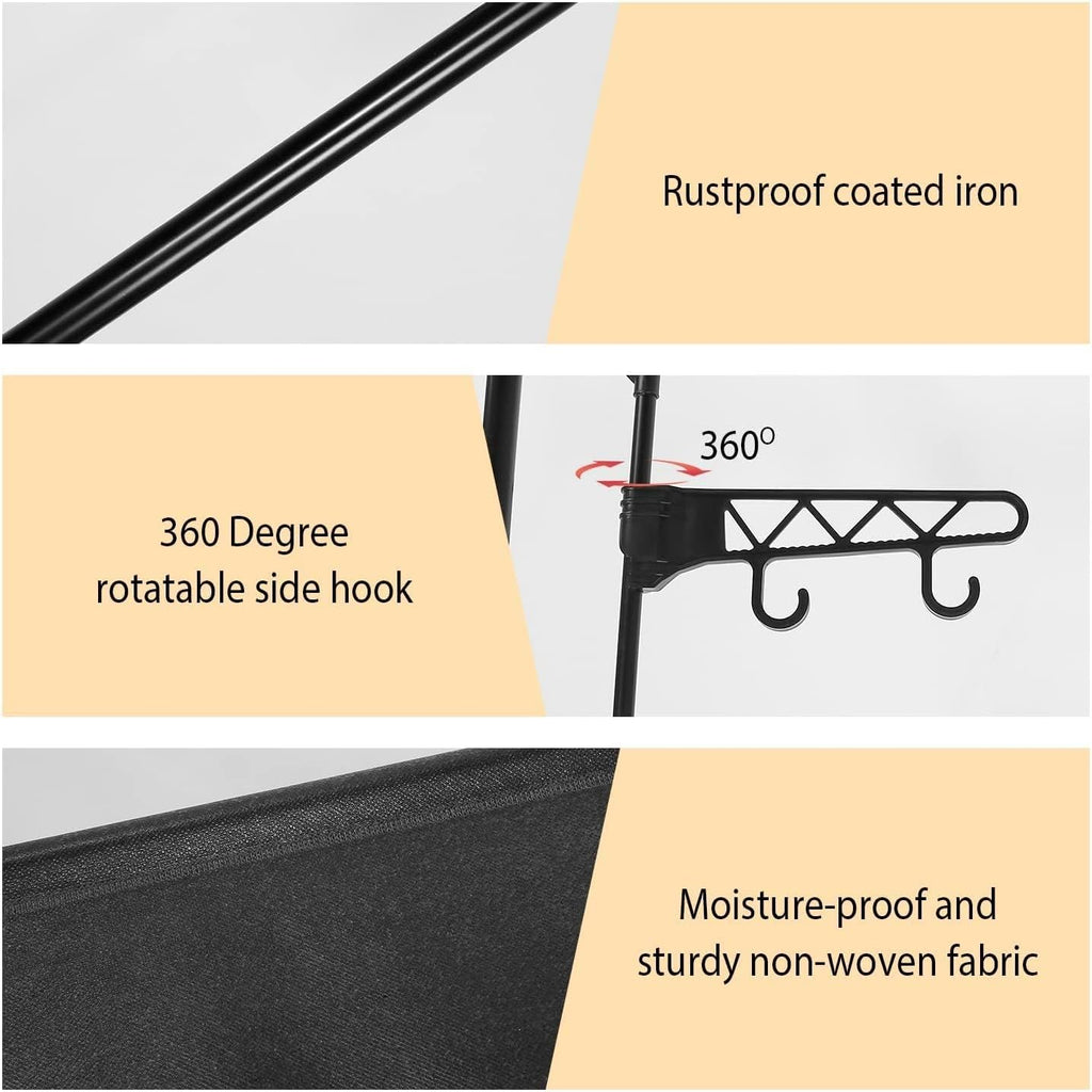 66'' Coated Metal 4 Tiers Garment Rack with 4 Hooks & 2 Hanging Rods A950