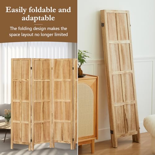 Dark Brown 5.6Ft Wood Folding Room Divider A369