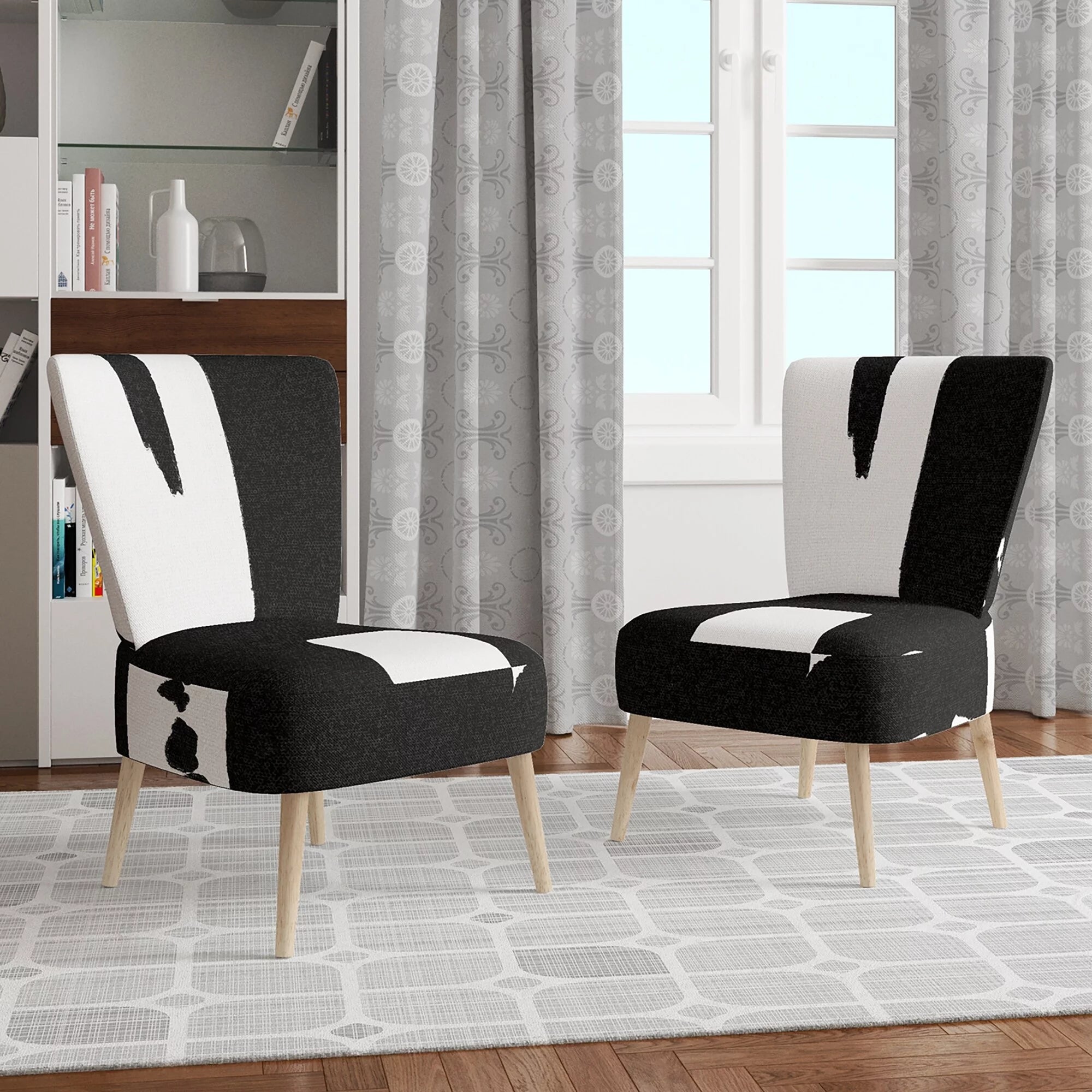Black & White Upholstered Modern Accent Chair F2464