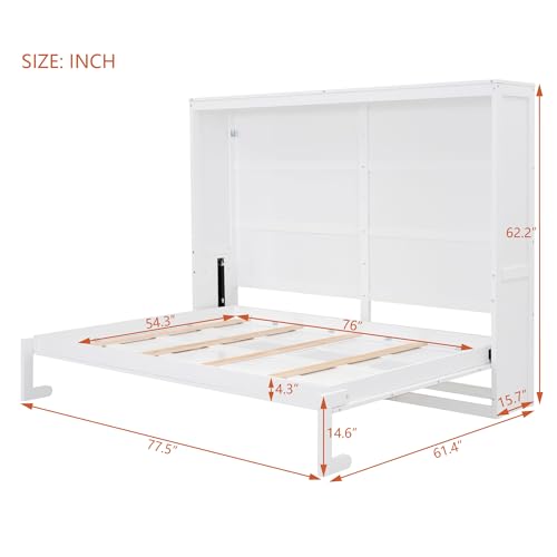 White Full Size Murphy Bed with Storage Cabinets G631
