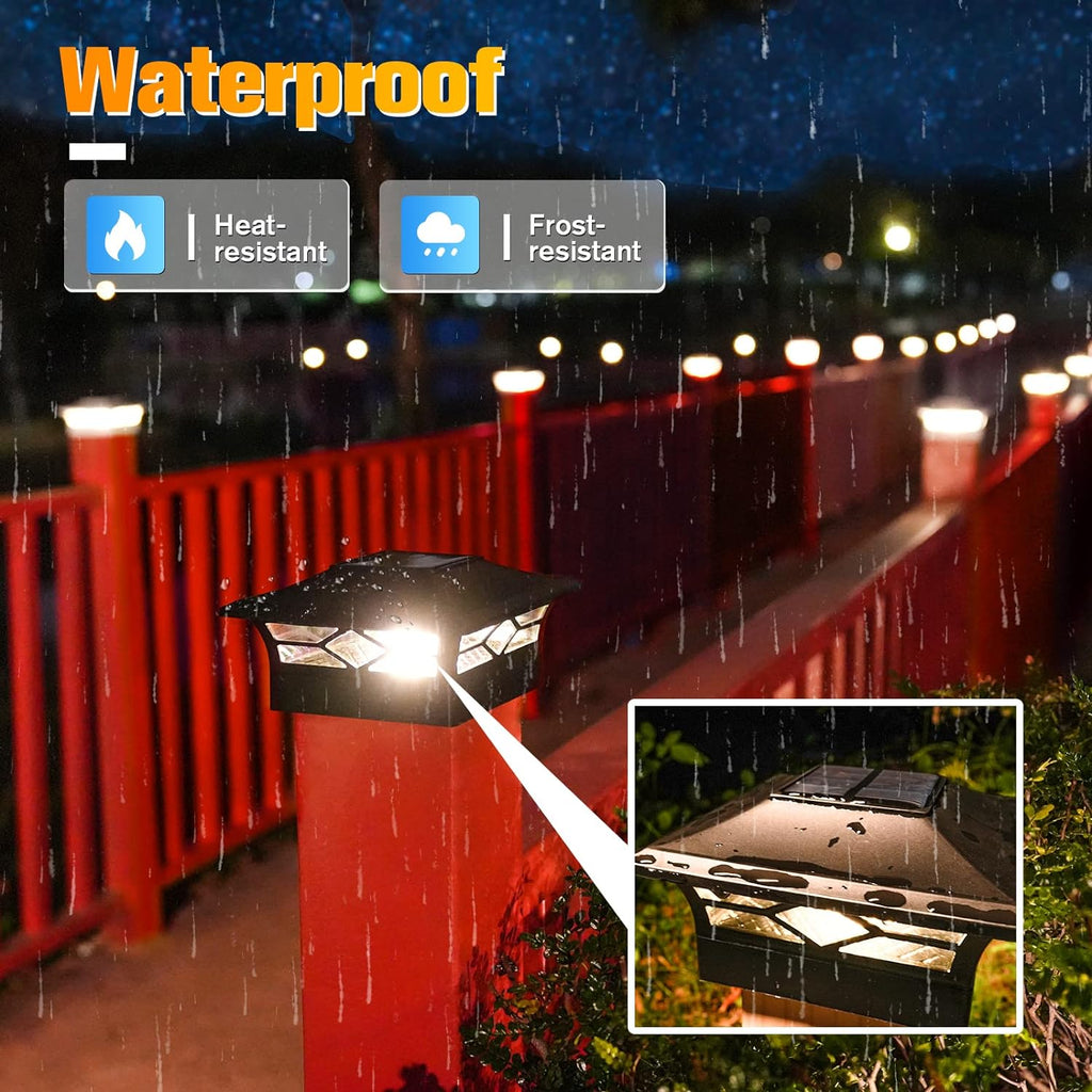 12 Pack White Solar Post Cap Lights and 6 Pack Black Solar Fence Post Cap Lights S9820