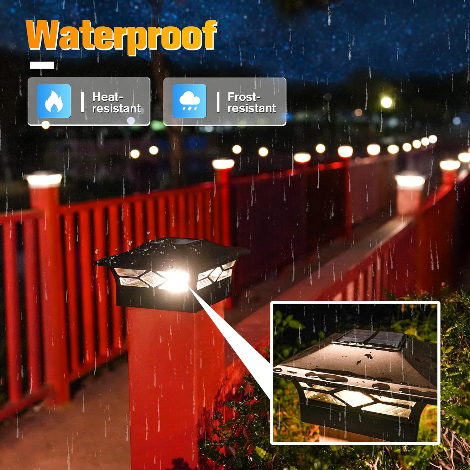 12 Pack White Solar Post Cap Lights and 6 Pack Black Solar Fence Post Cap Lights S9820