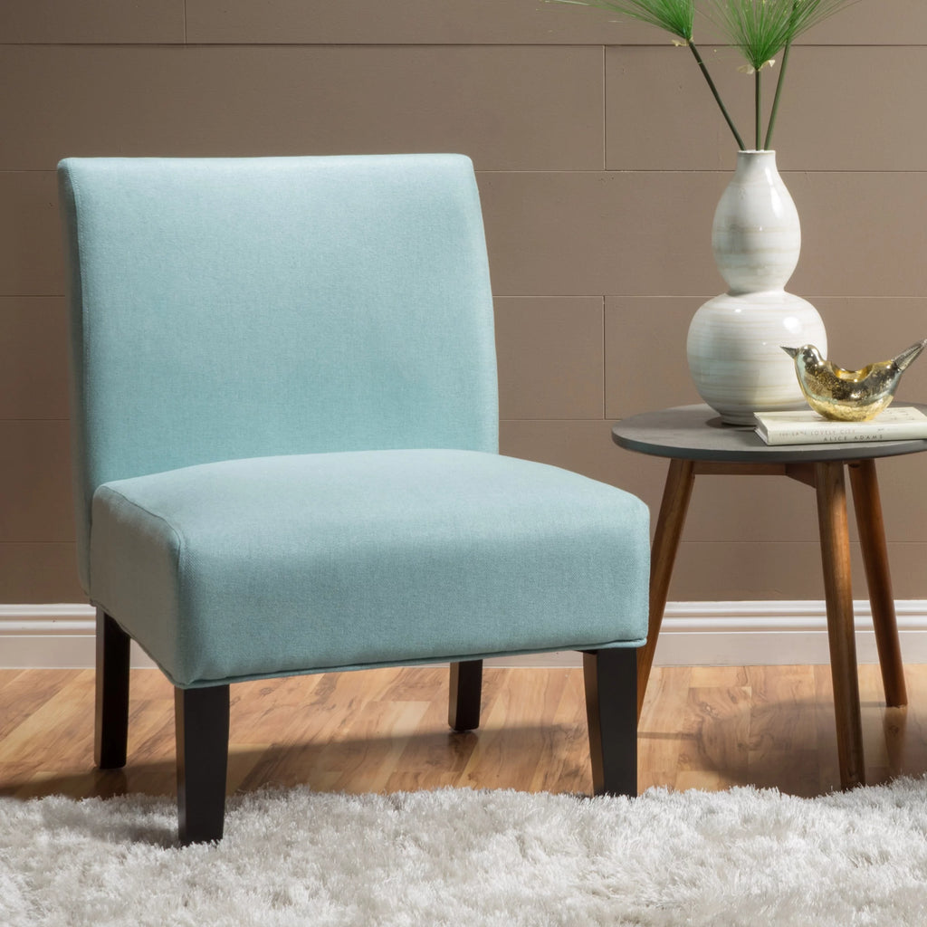 Light Blue Fabric Slipper Chair U688144