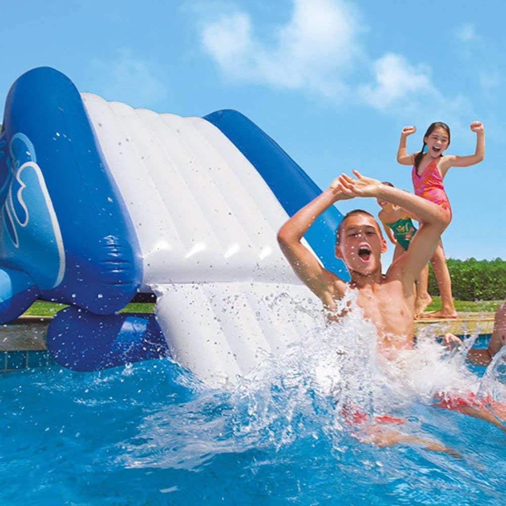 Blue Inflatable Play Center Swimming Pool Water Slide with Built in Sprayers W497018