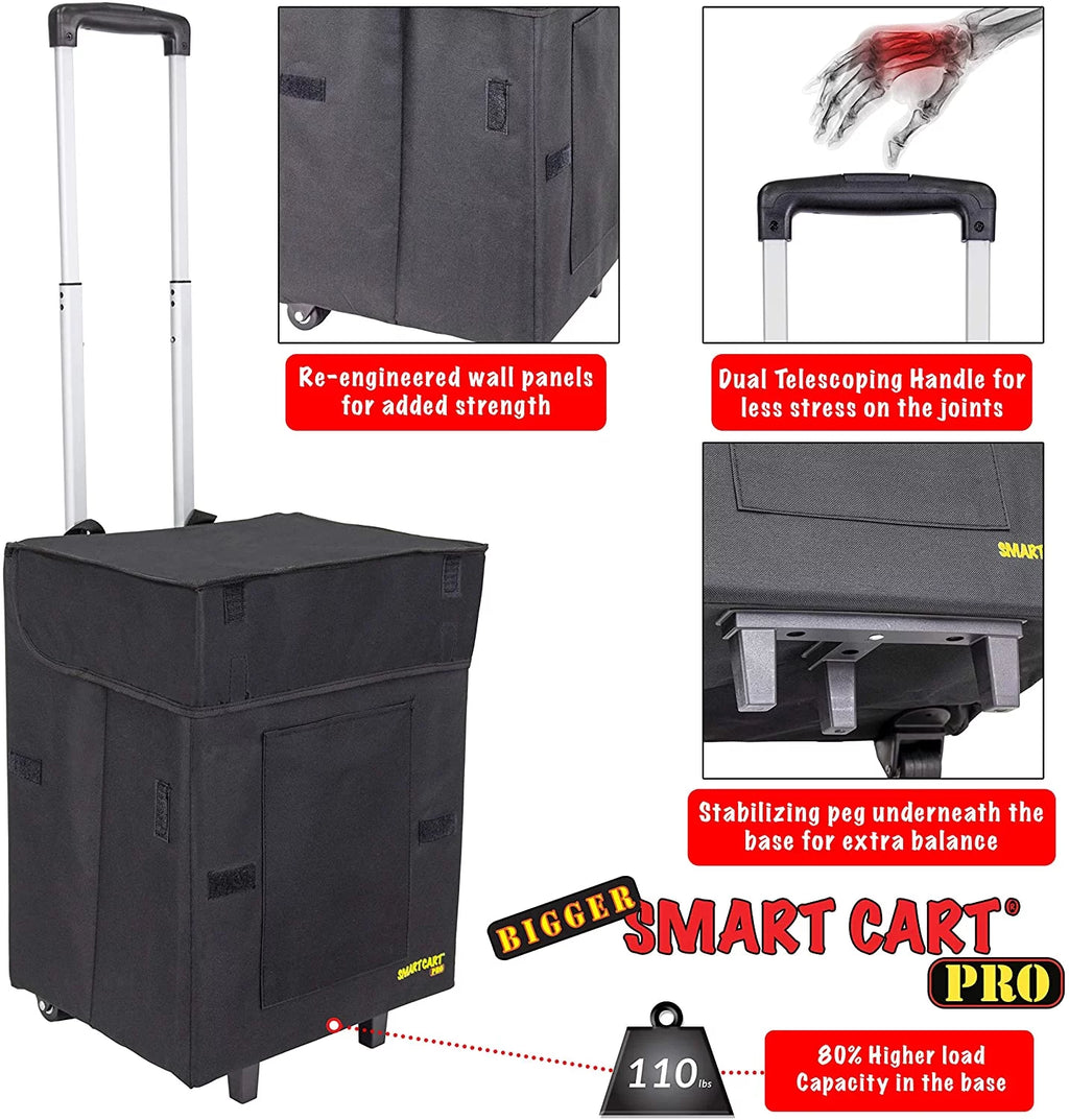 Black Collapsible Rolling Utility Basket S731842