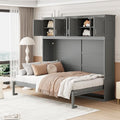 Full Size Murphy Bed with Built-in Wardrobe, 3 Drawers and 3 Open Shelves G7423