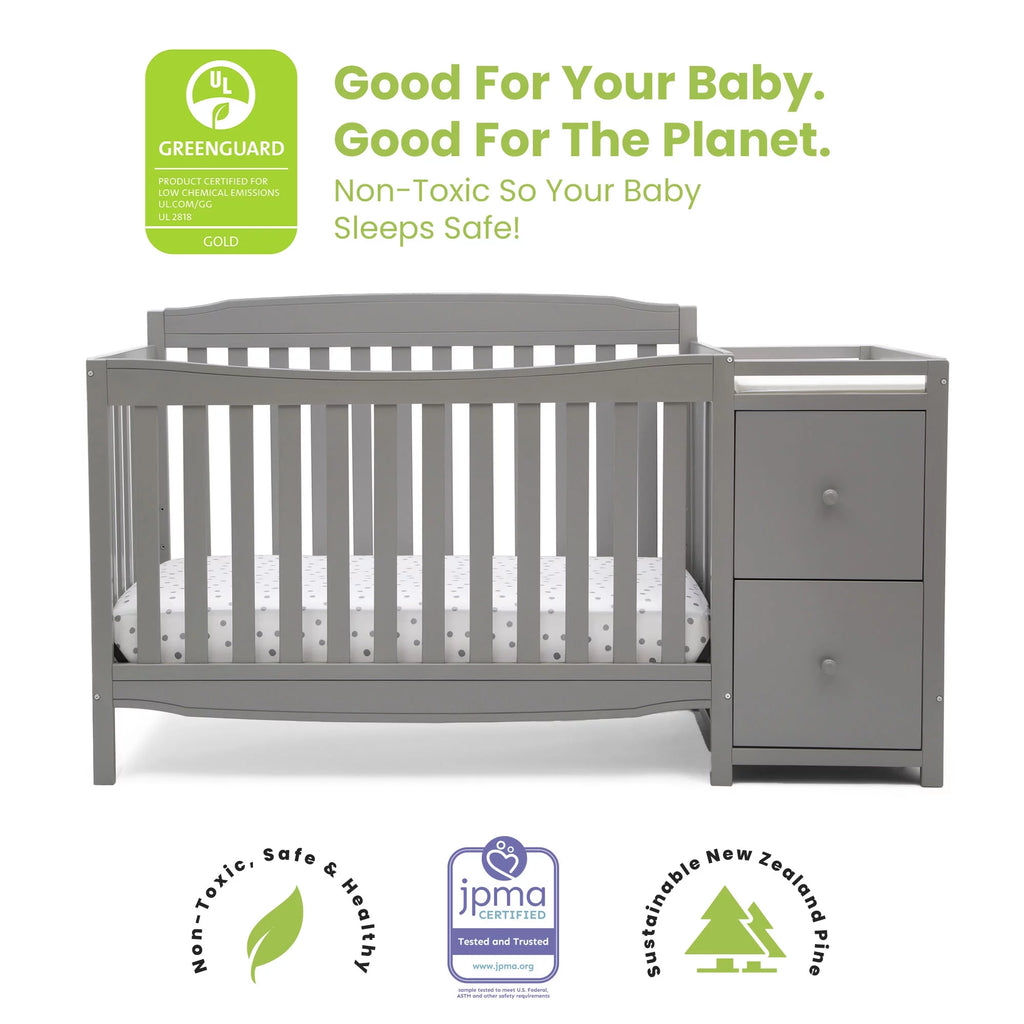 Gray Convertible Crib and Changer A3778