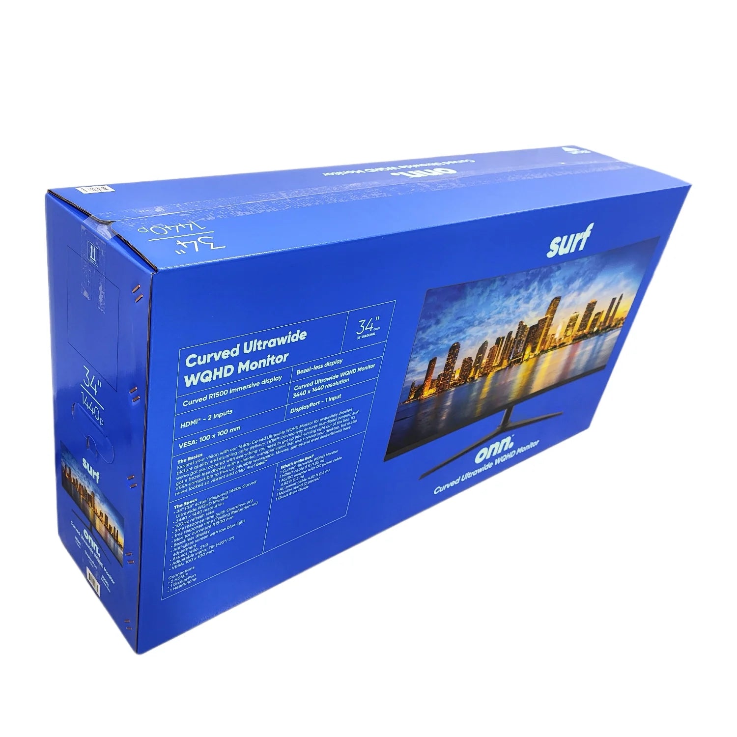 34" Curved Ultrawide WQHD 100Hz Bezel-Less Monitor, Black A1783