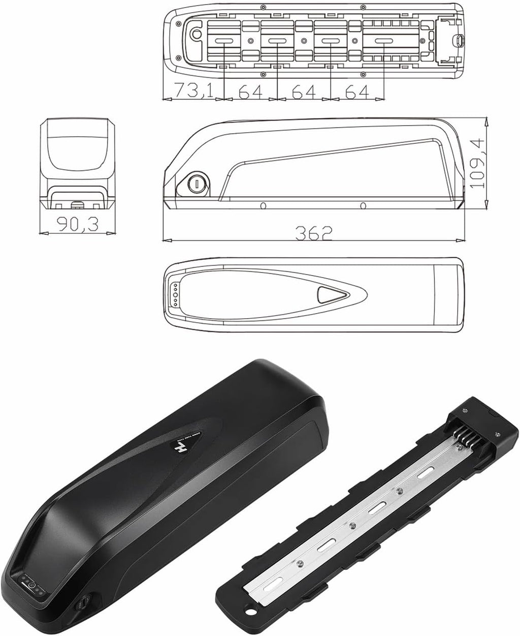 50V20Ah Lithium Ebike Battery with 35A BMS 3A Charger B9918