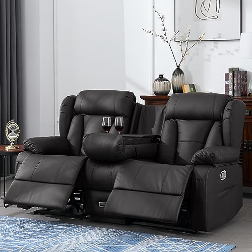 Manual Reclining Loveseat with Side Pockets D444
