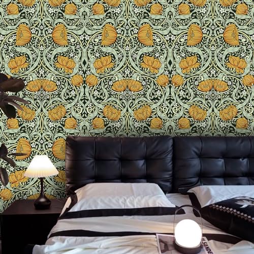 Green Removable Floral Wallpaper 17.7in x 9.8ft G726