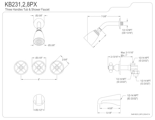 Oil Rubbed Bronze Tub and Shower Faucet with 3-Porcelain Cross Handle H172730