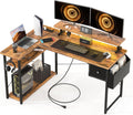 47 Inch L Shaped Computer Desk with RGB Lights Y295340