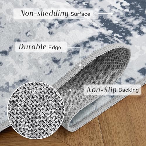 8x10 ft Grey Faux Wool Non Slip Area Rug Q638