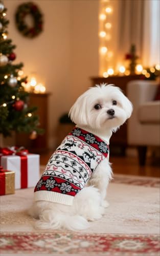 Red Christmas Dog Sweater Medium M Size 13" Back Length J754