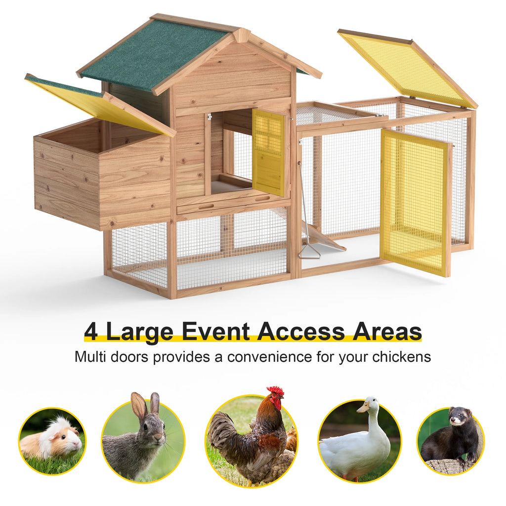 80" Large Wooden Chicken Coop with Pull Out Tray N257