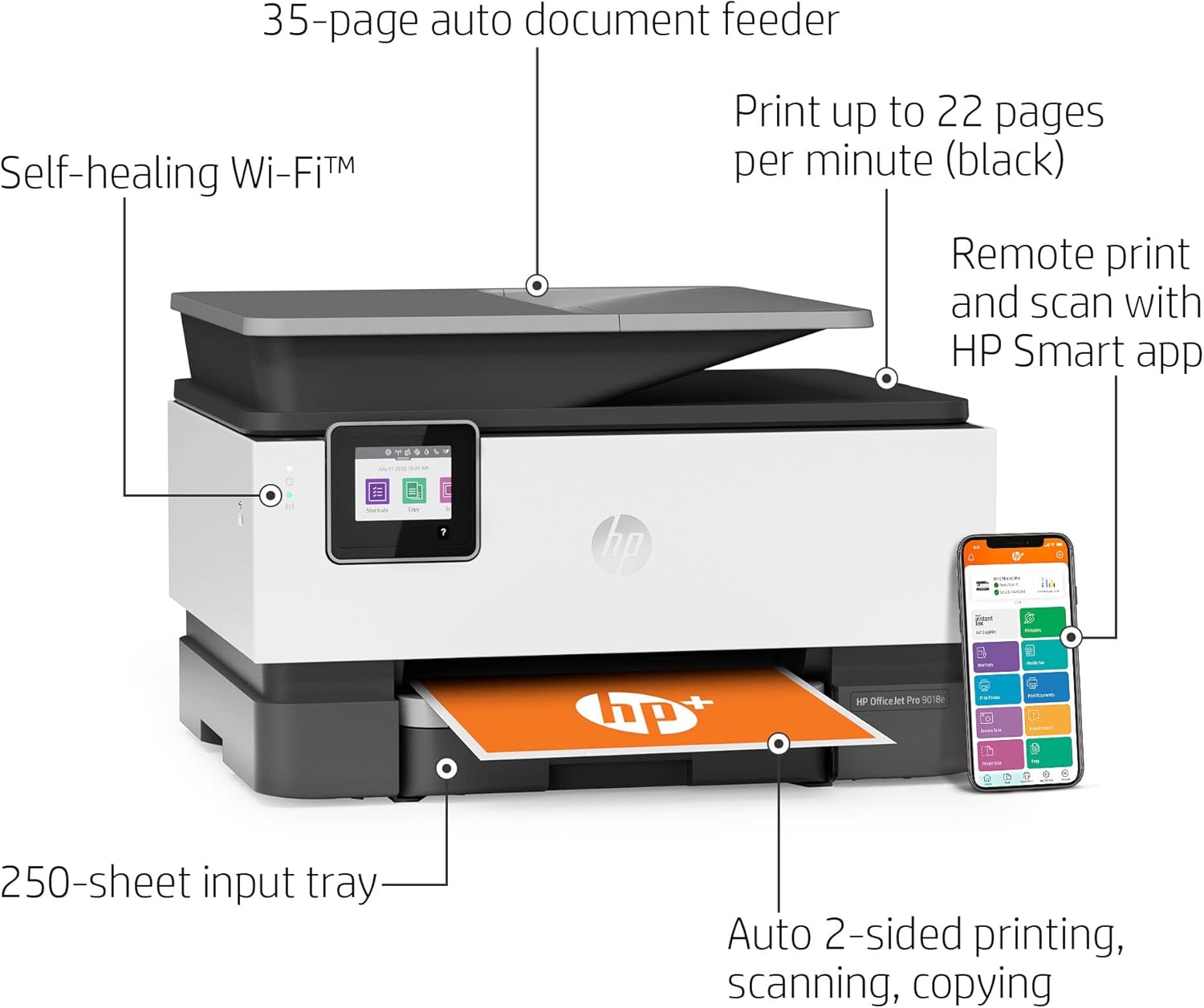 Wireless All-in-One Inkjet Color Printer with Auto 2-Sided Print, Copy, Scan, Fax, 22ppm, 4800 x 1200dpi, 35-Sheet ADF, 2.7 Color Touchscreen Display Q9399