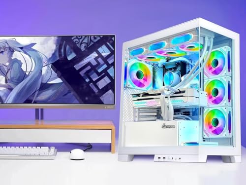 White Gaming PC Desktop Computer with AMD Ryzen 7 5700X, RTX 4060 8G, 32GB DDR4 RAM, 1TB M.2 PCIE + 2TB SATA SSD, Windows 11 Pro J579