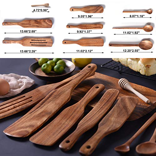 Set of 9 Natural Teak Wooden Spurtles S549155