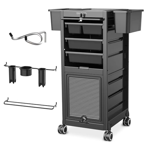 Pink Lockable Rolling Salon Cart with 6 Drawers N691685