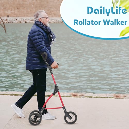Red 3 Wheel Rollator Walker with Adjustable Height P5611