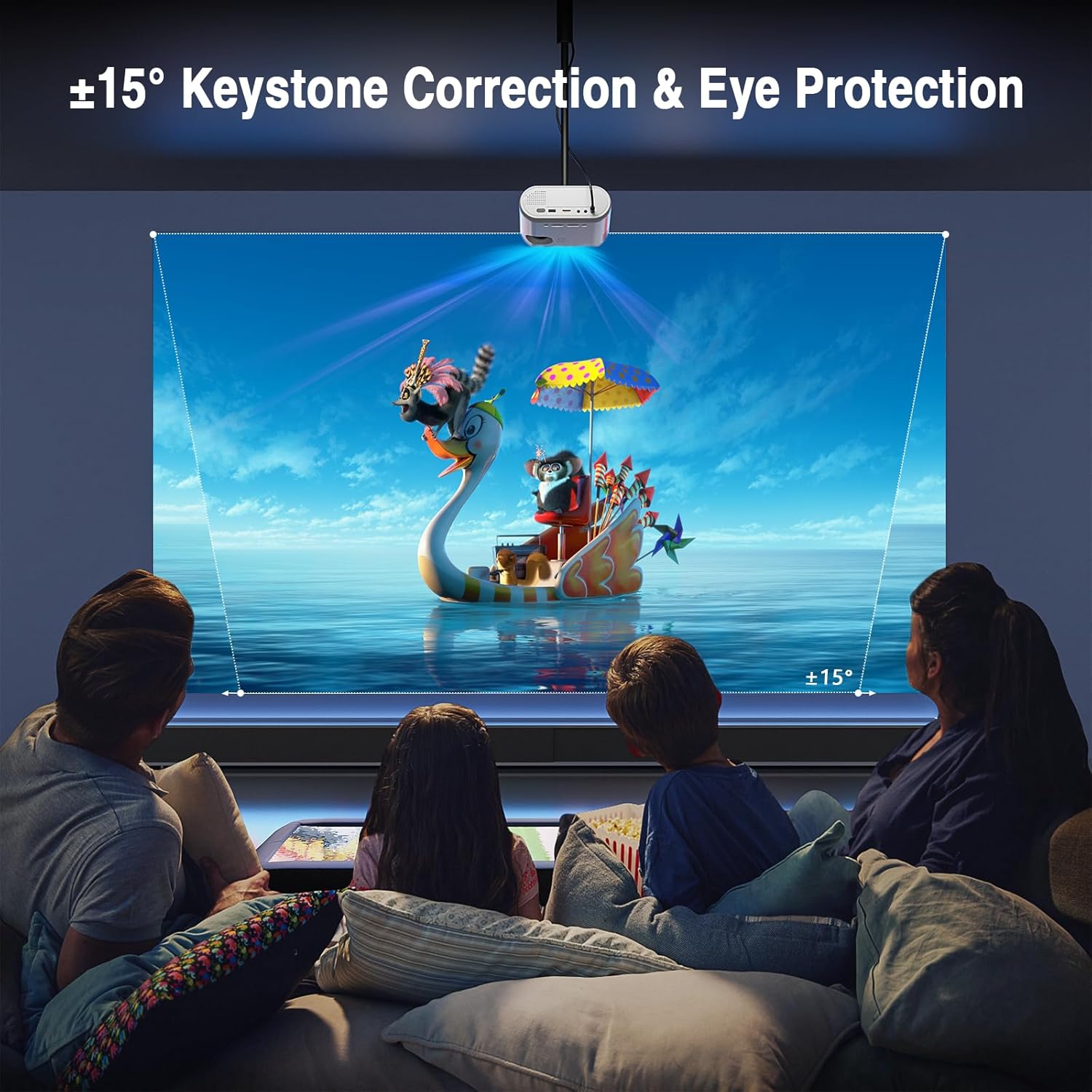 1080P Full HD Supported Mini Projector with 50% Zoom L7228
