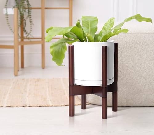 White Ceramic Planter with Stand D7872