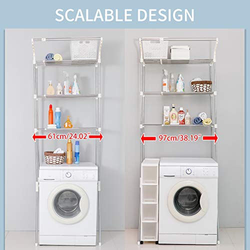 3-Tier Laundry Room Shelf with Clothes Hanging Rod F4017