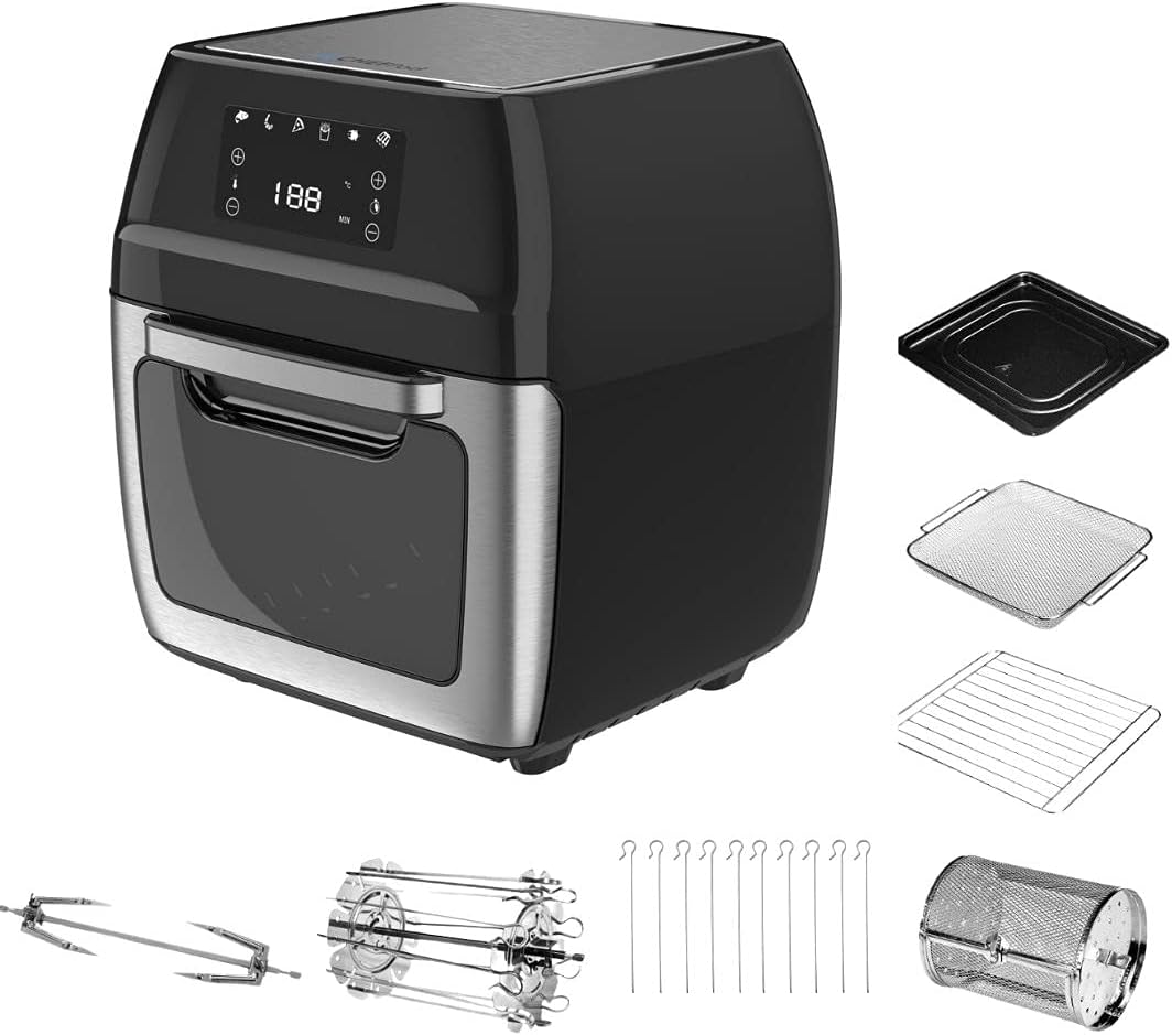 Black 12.7 Quart Air Fryer Oven with 18 Accessories T882