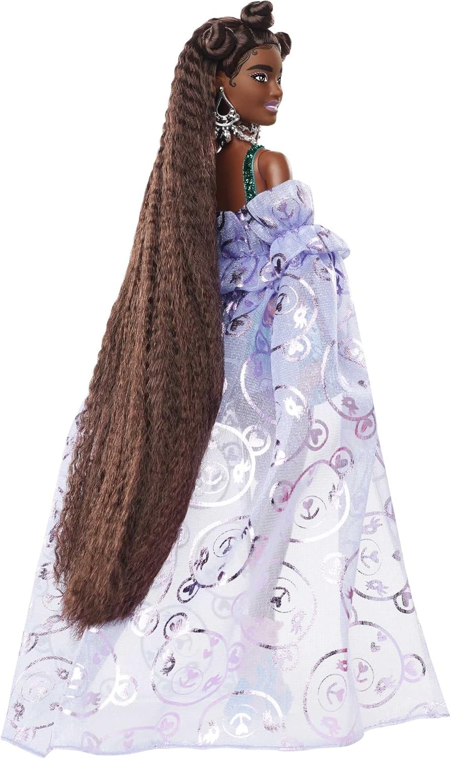 Teddy-Print Gown Fashion Doll with Teddy Bear Pet Q9621