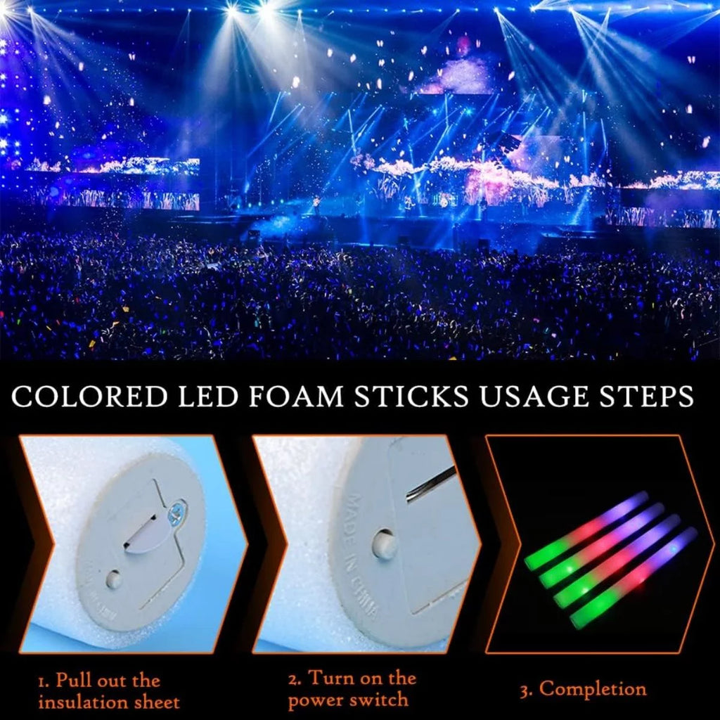 100 PCS LED Light up Foam Sticks 18 inch Glow Stick Z5825