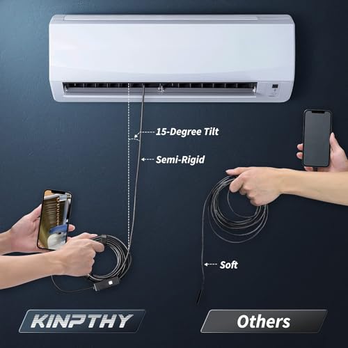 1920P HD Borescope with 8 Adjustable LED Lights, 16.4ft Semi-Rigid Snake Camera A976
