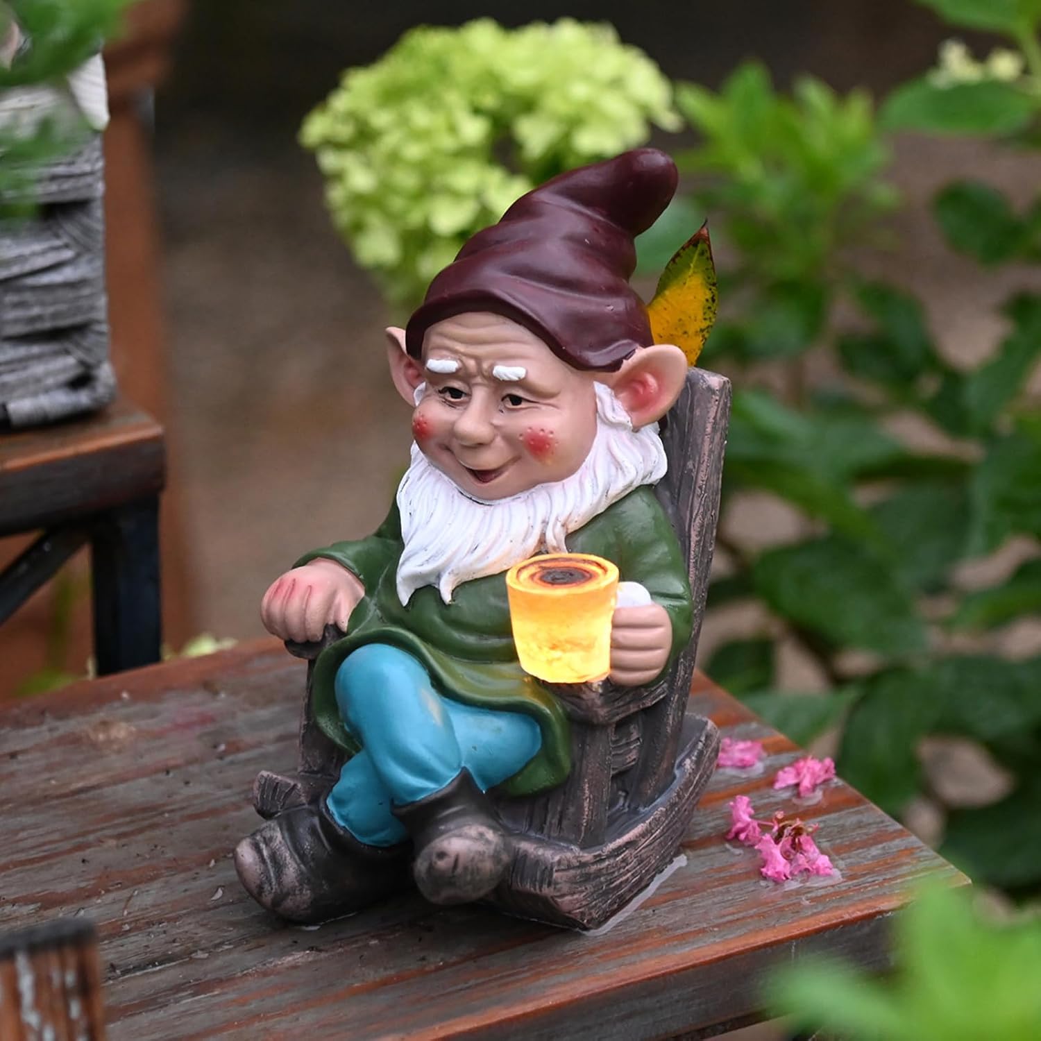 Solar Powered LED Garden Gnome Statue 7" J556077