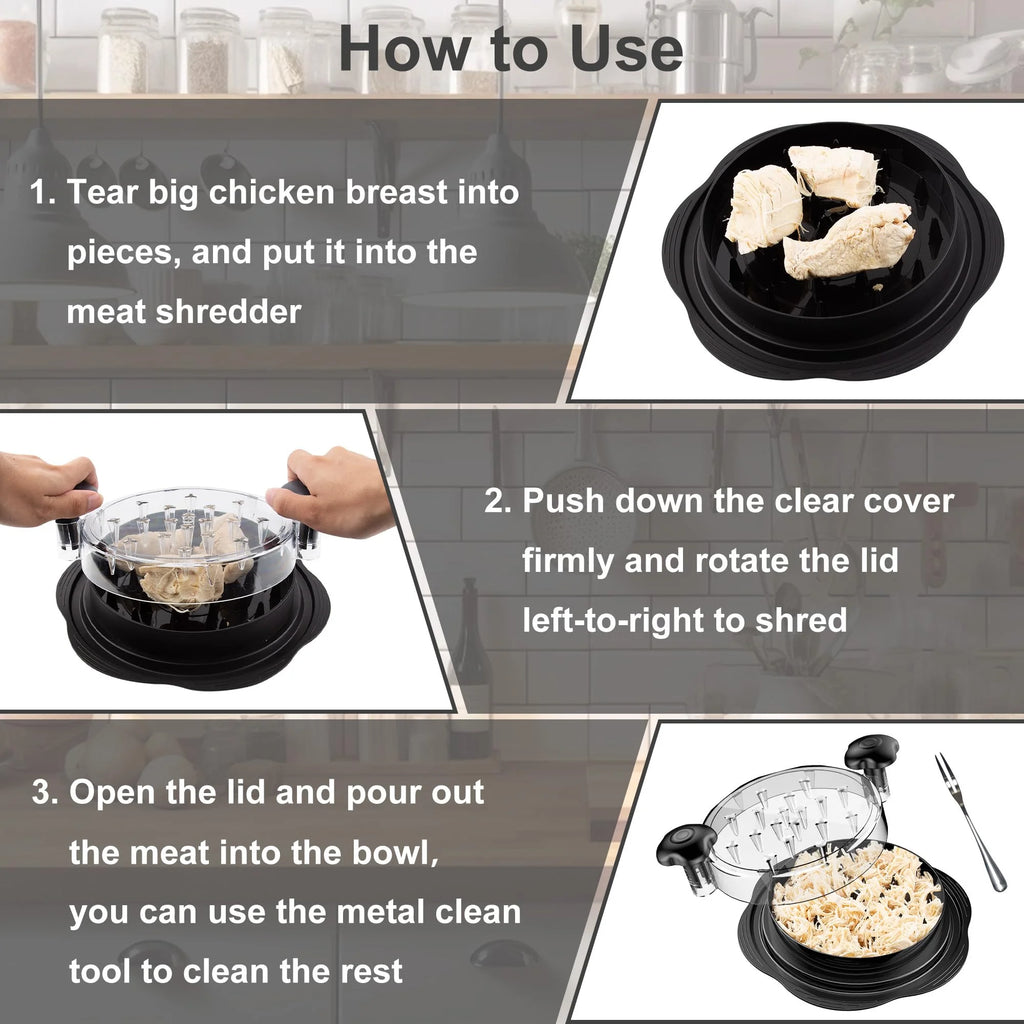 Large Chicken Breast Shredder Tool with Brush and Fork G15473