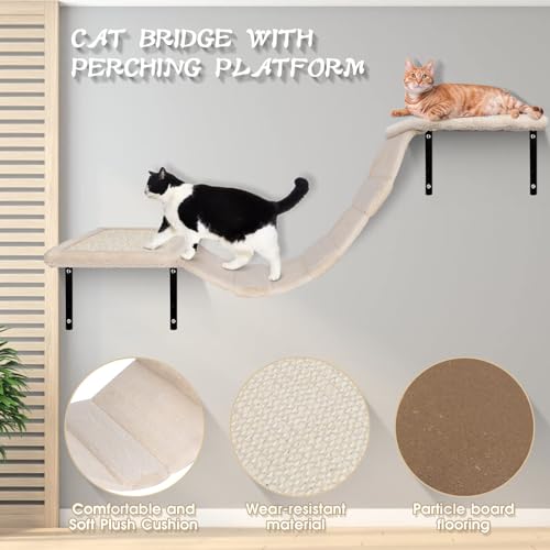 Grey 4 PCS Wood Cat Wall Shelves M6706