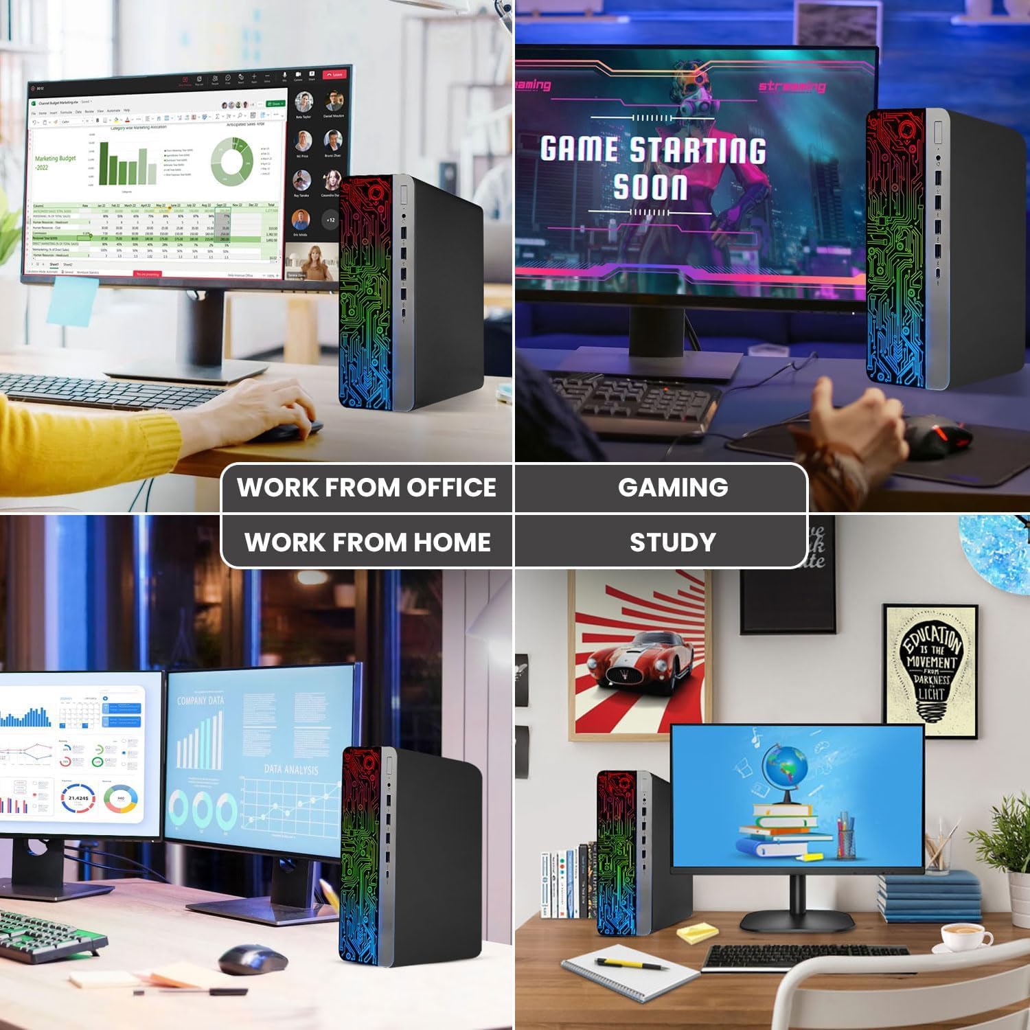 Intel Core i5-6th Gen 16GB DDR4 Ram 512GB SSD Radeon RX-550 4GB DDR5 Graphics Card Windows 10 Pro Computer Tower H294012
