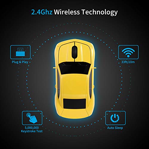 Red Wireless Sports Car Shaped Mouse with LED Headlights E149