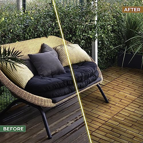 Solid Wood Interlocking Deck Tiles, Pack of 6, 24" x 12", Natural Color Z3294