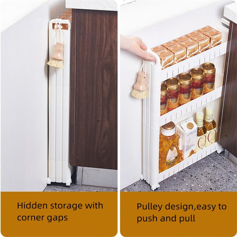 3 Tier Slim Storage Cabinet with Wheels U470