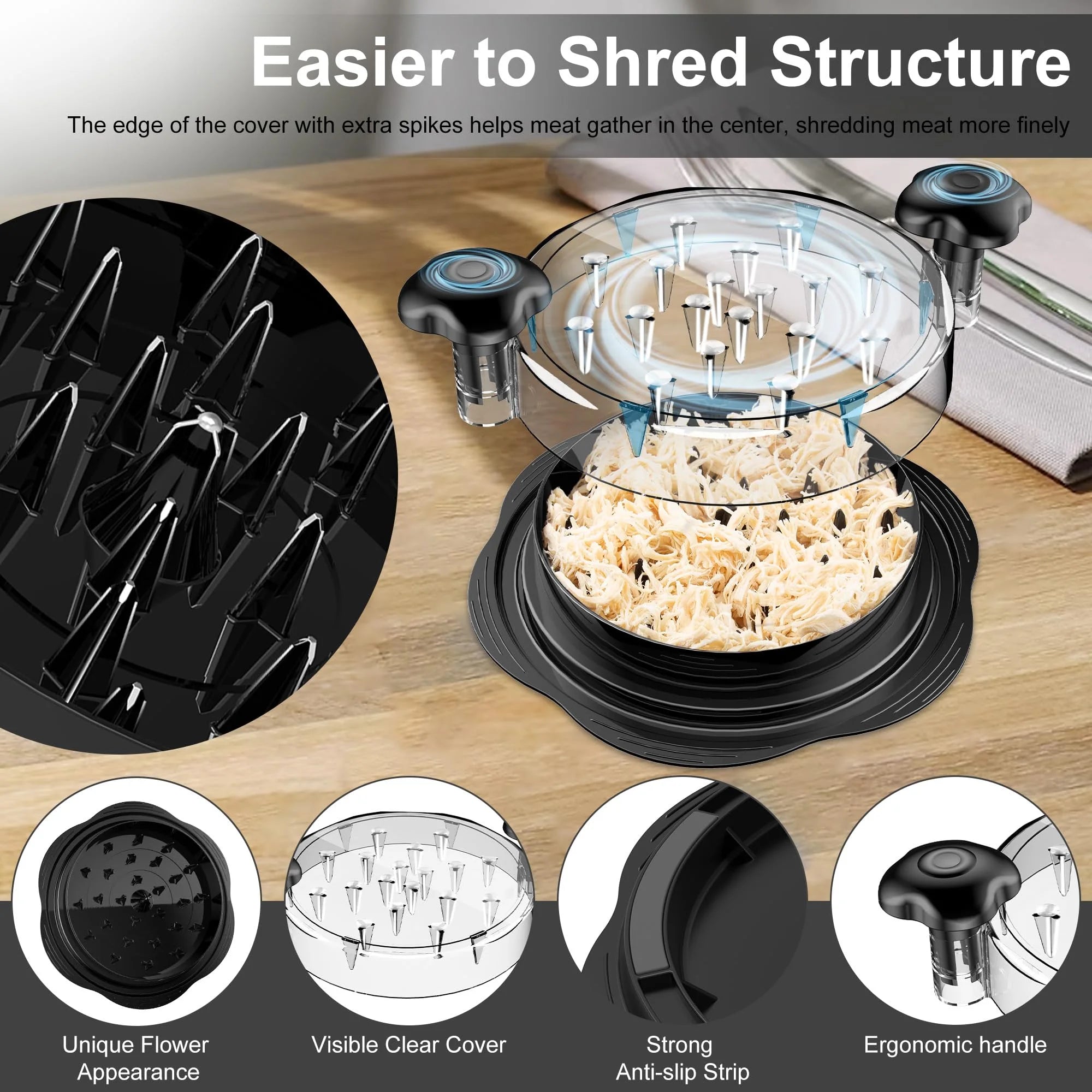 Large Chicken Breast Shredder Tool with Brush and Fork G15473