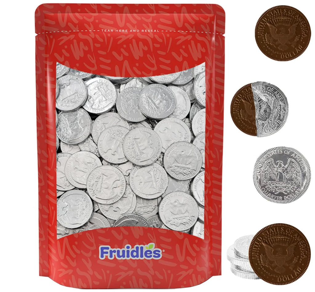 Silver Chocolate Coins, Dark Bittersweet Chocolate, 100-Pack E485607