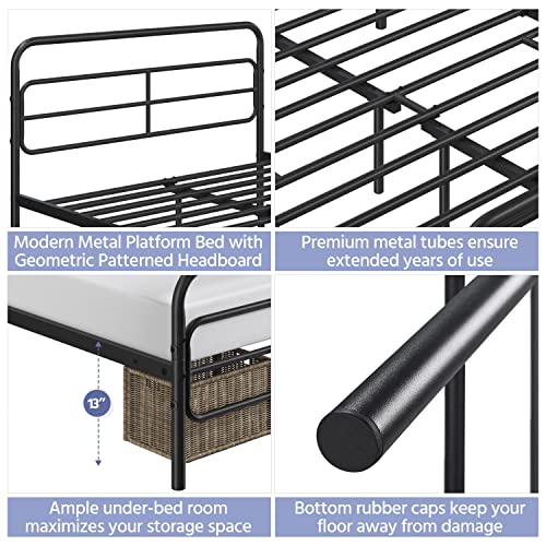 White Metal Twin Bed Frame with Headboard U6195