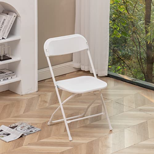White Plastic Folding Chairs Steel Frame Set of 10 K4148