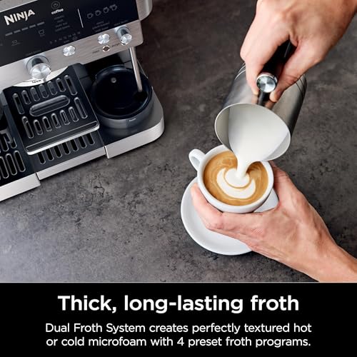Stainless Steel Espresso Machine and Drip Coffee Maker with Integrated Coffee Grinder and Milk Frother F54576