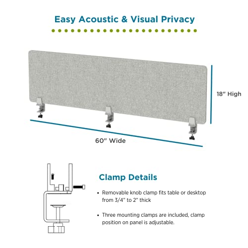 Light Grey 48" W x 18" H Desk Divider N230228