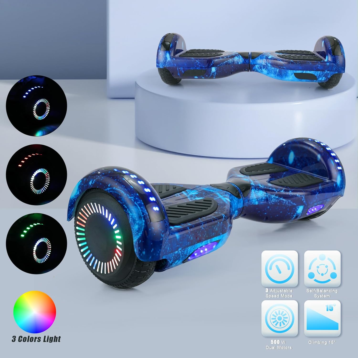 Galaxy Blue Hoverboard with Bluetooth 6.5" LED Wheels P78513