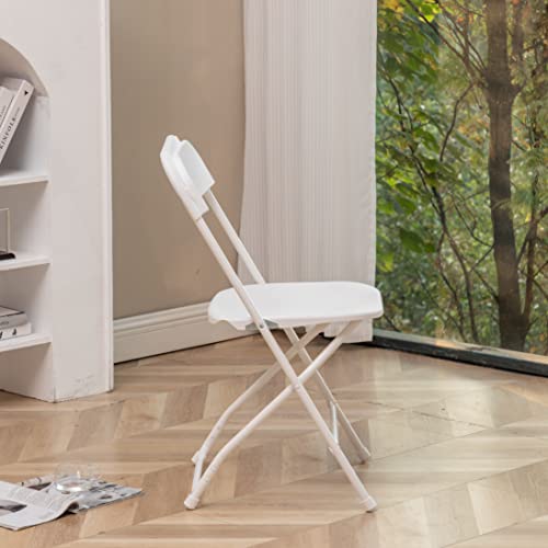 White Plastic Folding Chairs Steel Frame Set of 10 K4148