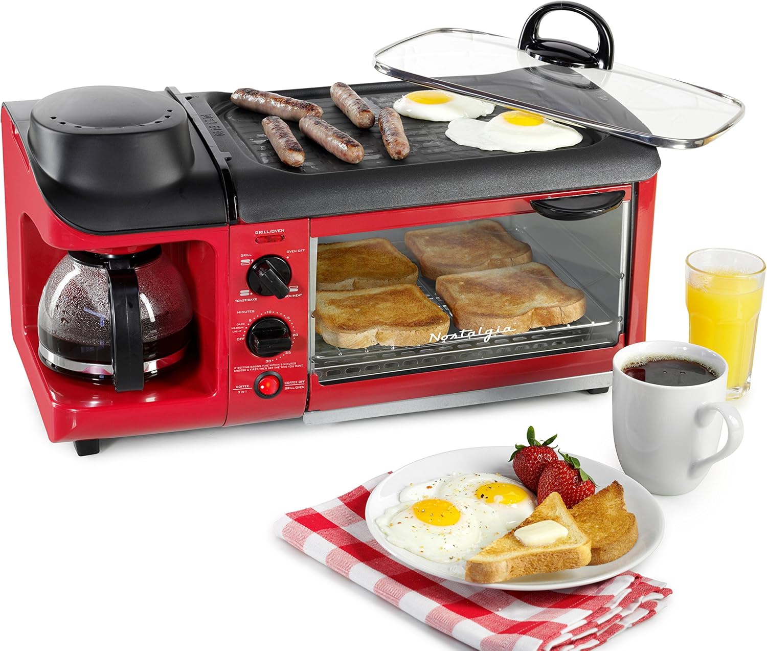 3-in-1 Family Size Breakfast Station, Red K648416